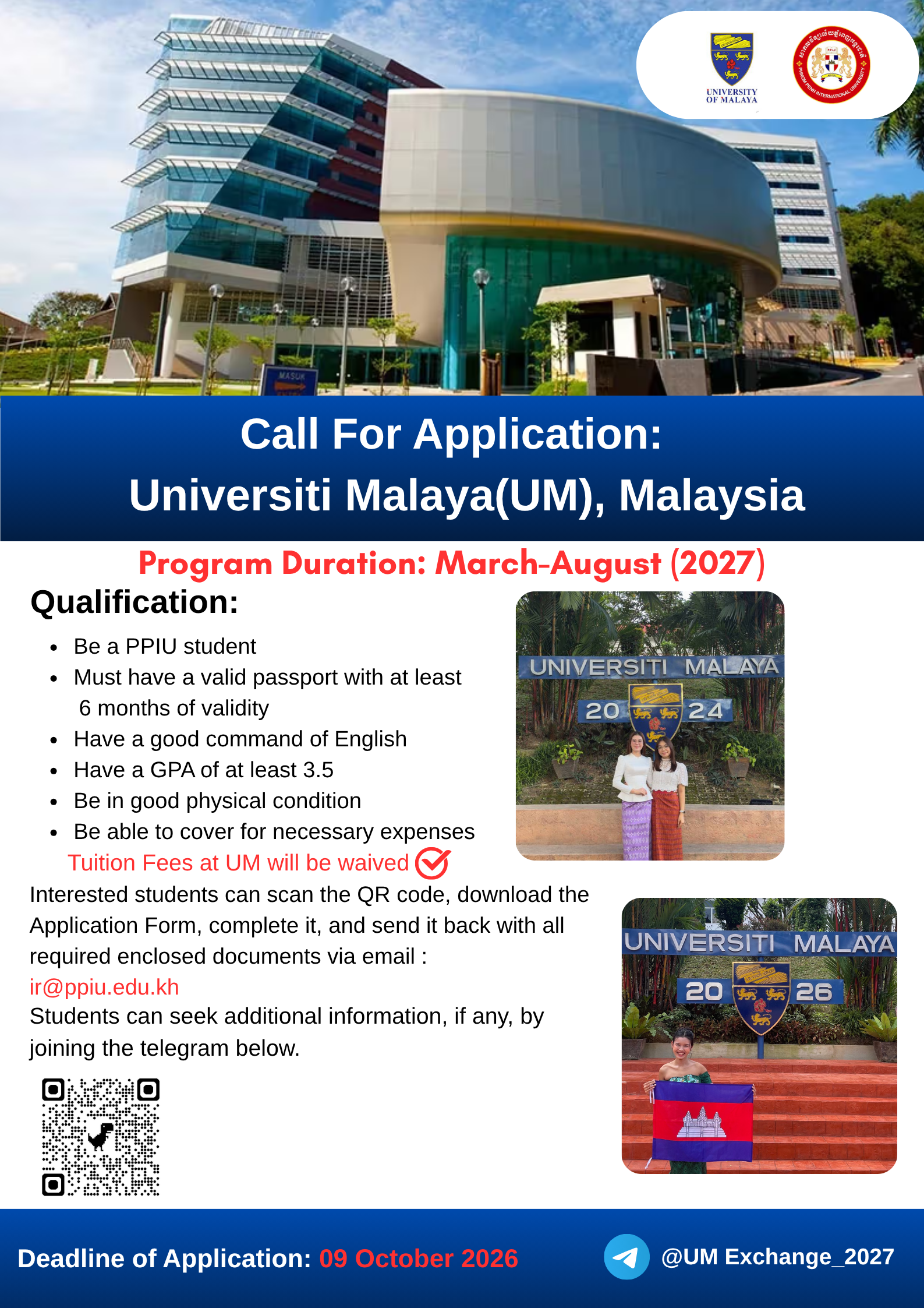 Exciting Opportunity: Academic Exchange Program at Universiti Malaya (UM), Malaysia