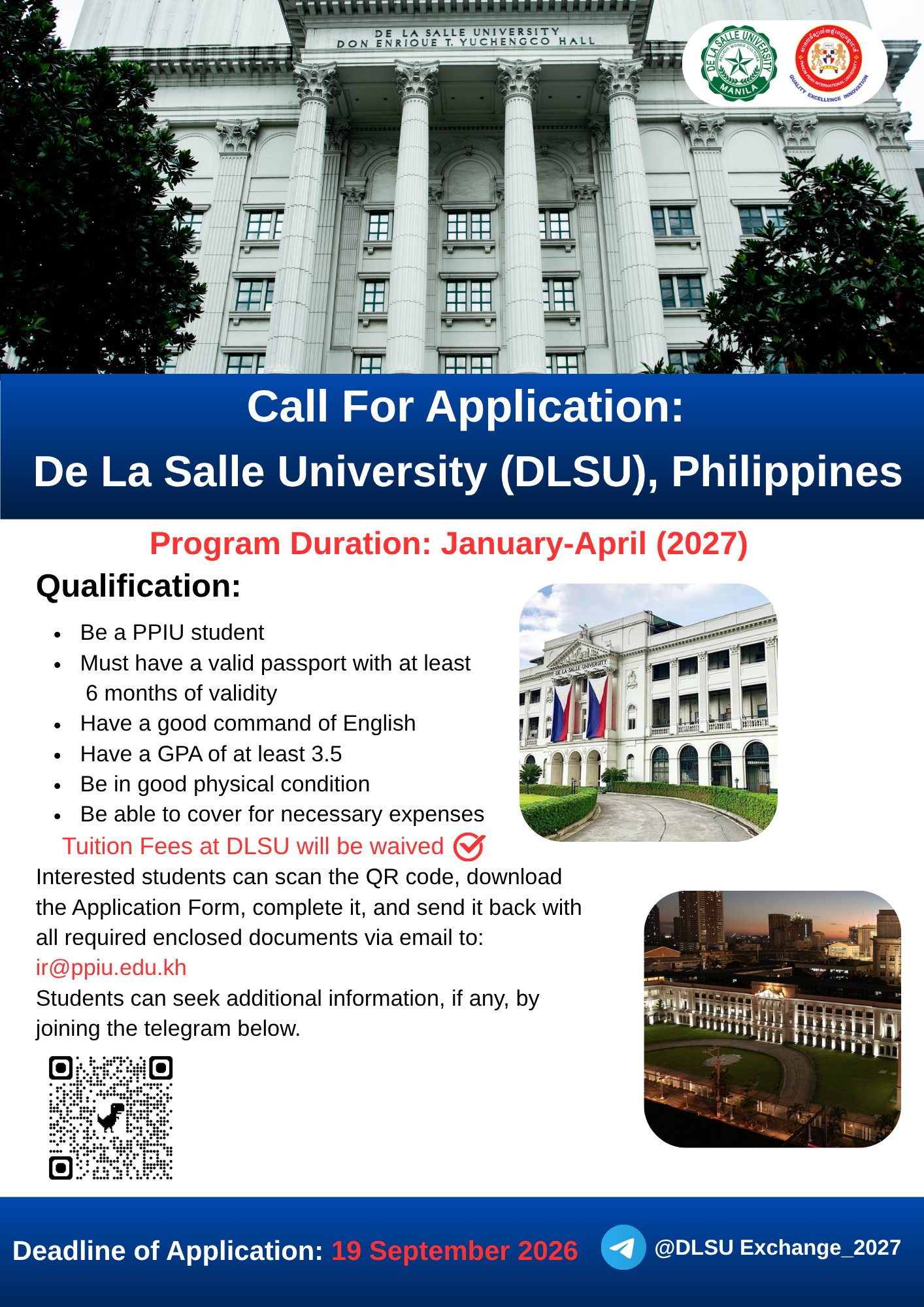 Exciting Opportunity: Academic Exchange Program at De La Salle University (DLSU), Manila, Philippines
